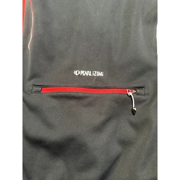 Pearl Izumi Elite Black Red Softshell Cycling Fleece Lined Full Zip Jacket Sz L - Picture 3 of 7